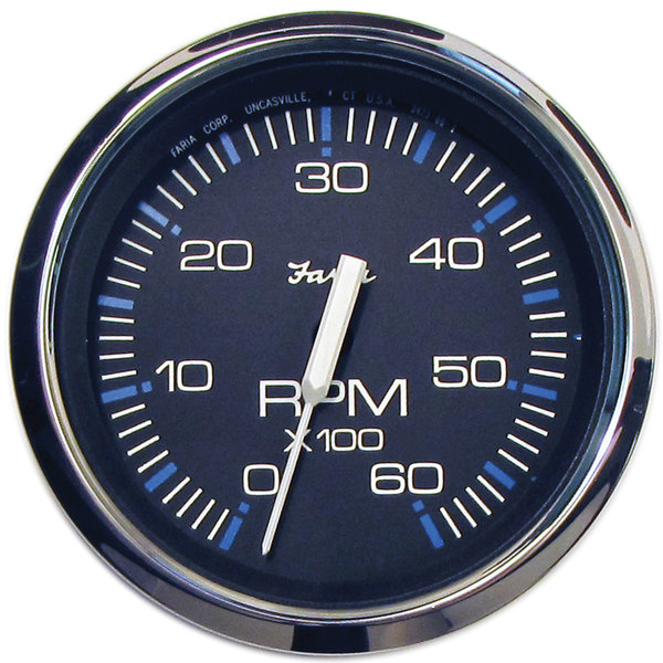 Faria Beede Instruments Faria 33710 Chesapeake Stainless Steel Tachometer (6000 RPM) - 4", Black 33710